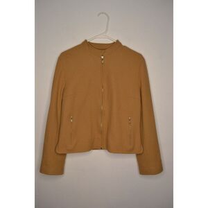 Hugo Buscati Collection Women's Medium Tan Cashmere Blend Full Zip Front Jacket